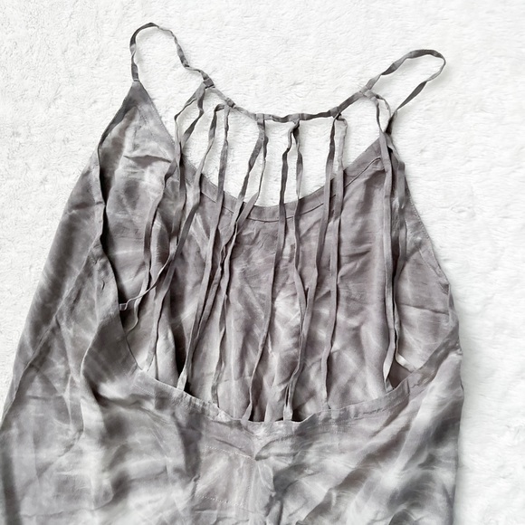 NWT- CHASER Gray & White Tie Dye Strappy Back Tank Top - Picture 5 of 8